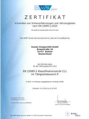 EN 15085-2 Klassifikationsstufe CL1 im Tätigkeitsbereich P_page-0001